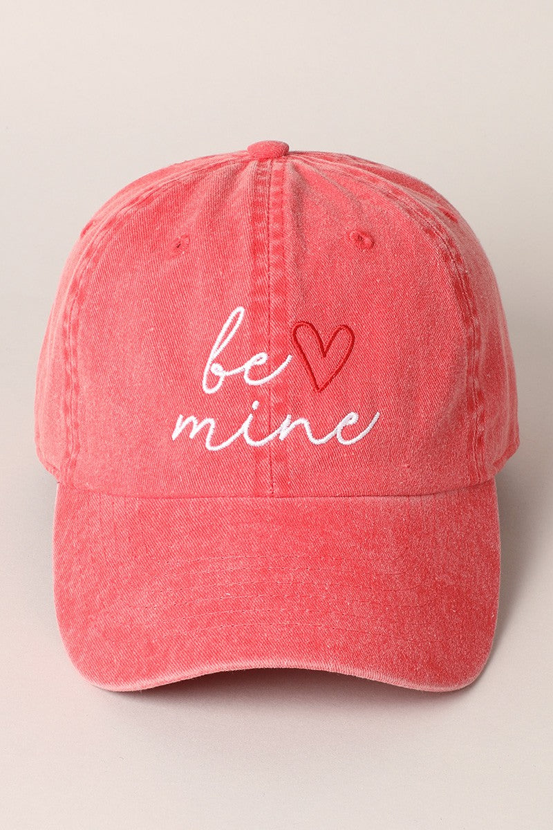 Valentine's Day Be Mine Lettering Embroidered Cap