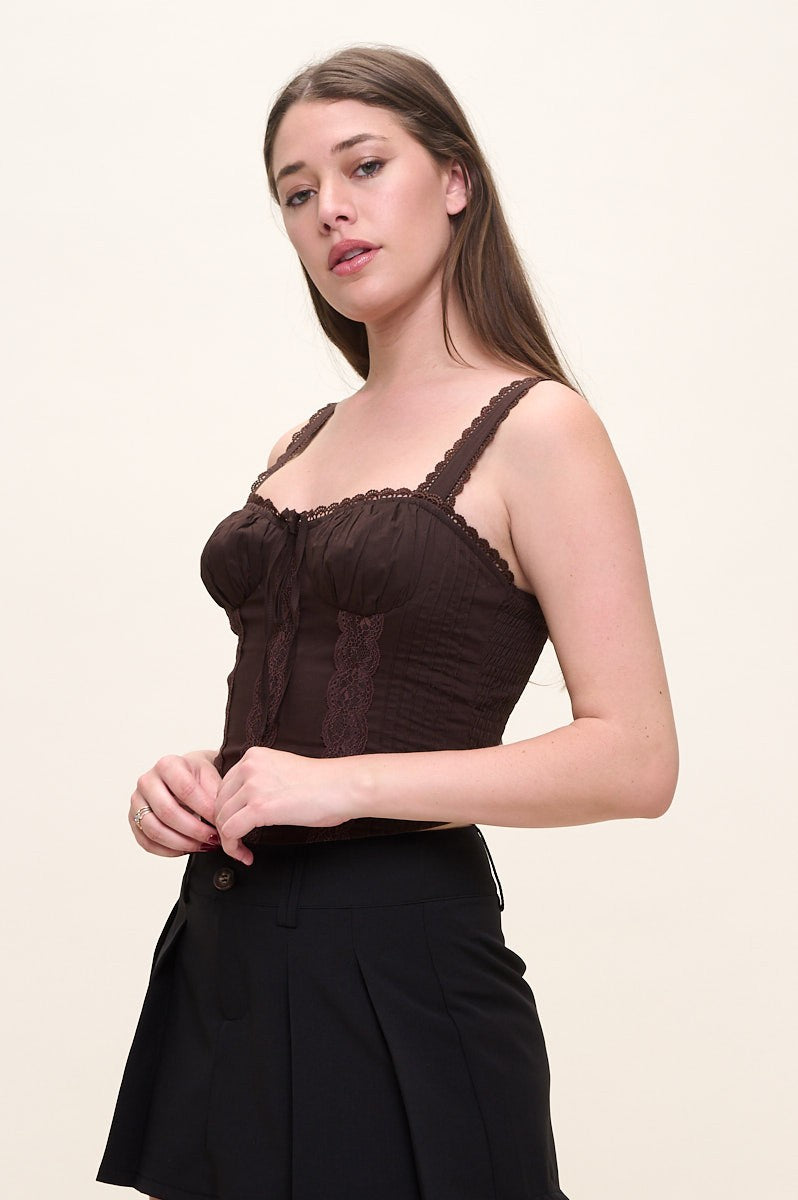 Front Tie Bustier Lace Top