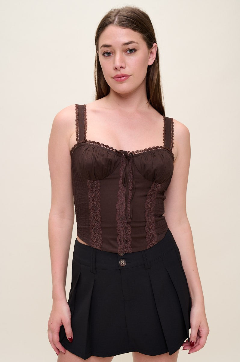 Front Tie Bustier Lace Top