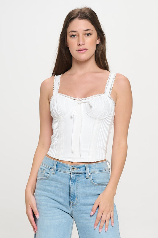 Front Tie Bustier Lace Top