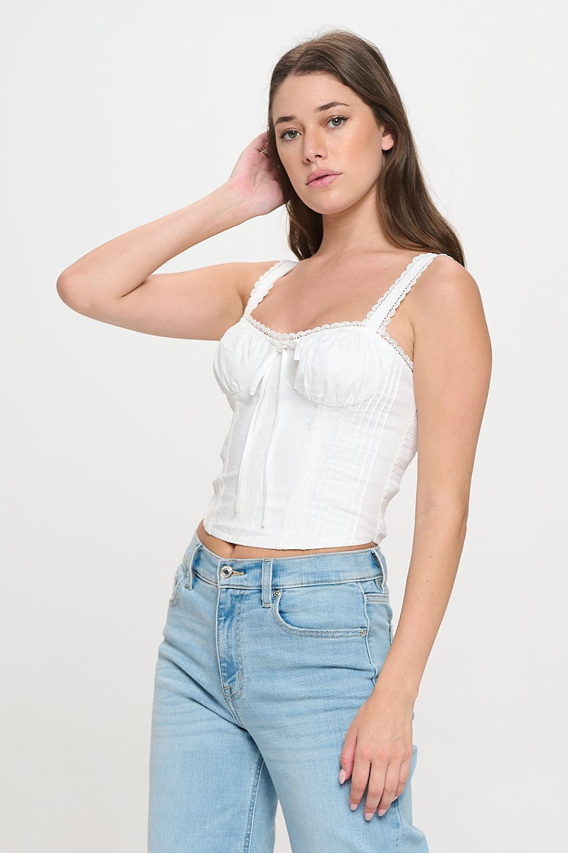 Front Tie Bustier Lace Top