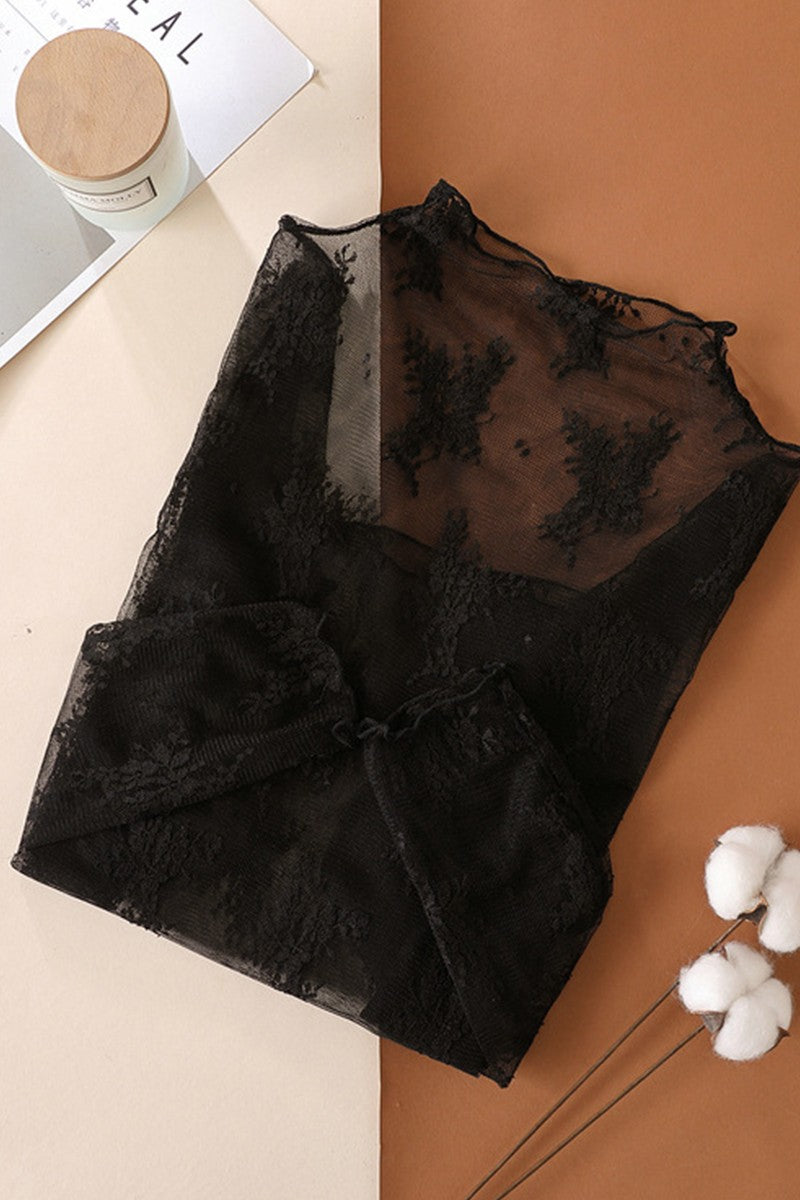 Lace Sheer Mesh Layering Slim T-shirt