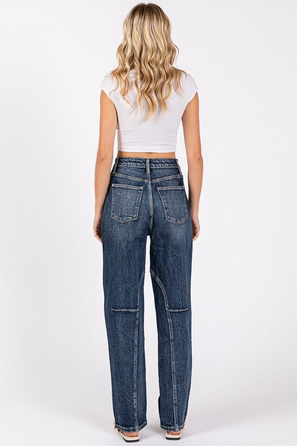 Petra 153 Seam Detailing High Rise Comfort Barrel Jeans