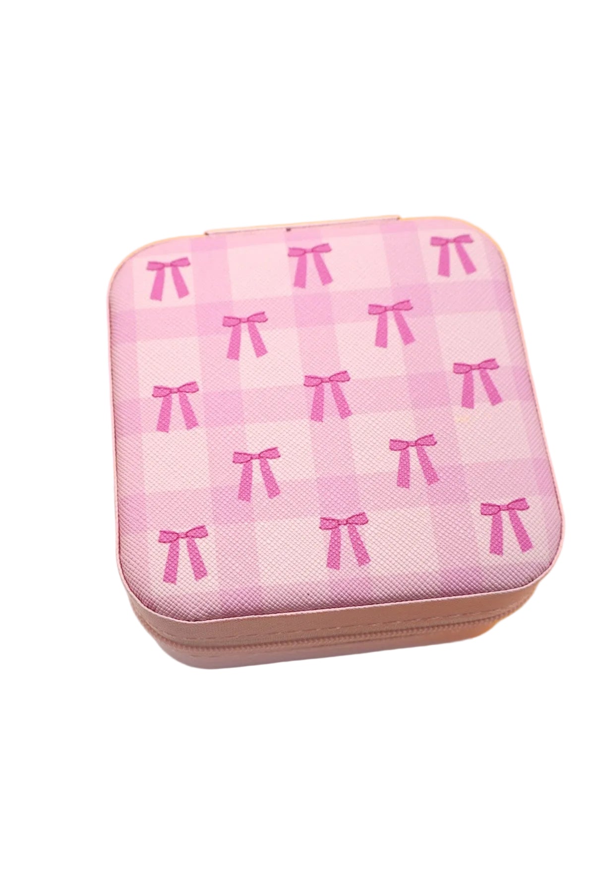 Designed Jewelry Organizer Travel Box Case- BOW LT PINK