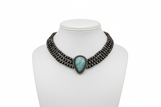 Bohemian Western Teardrop Turquoise Choker Necklace