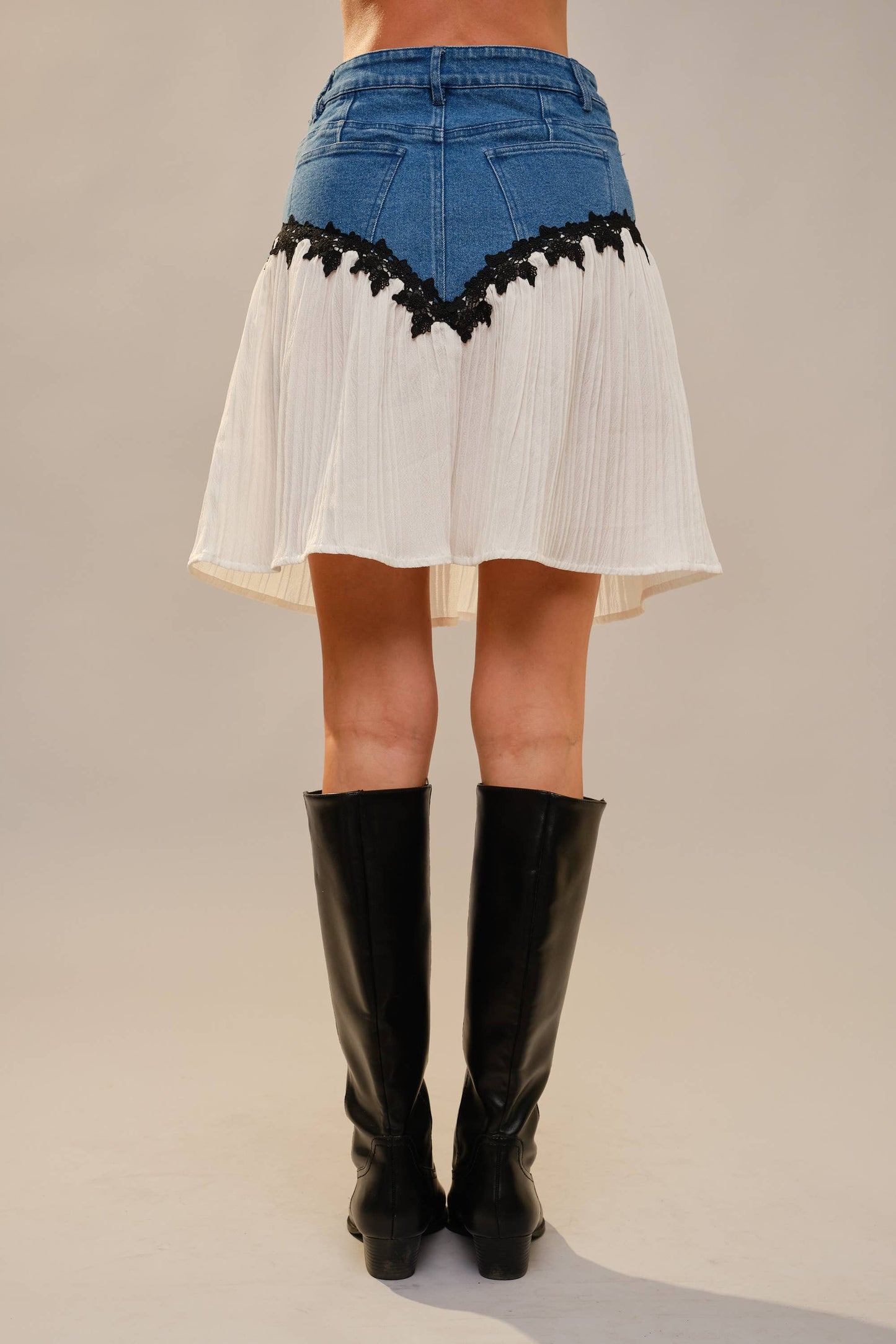 23639S Western Stitch Pleated Denim Skirt