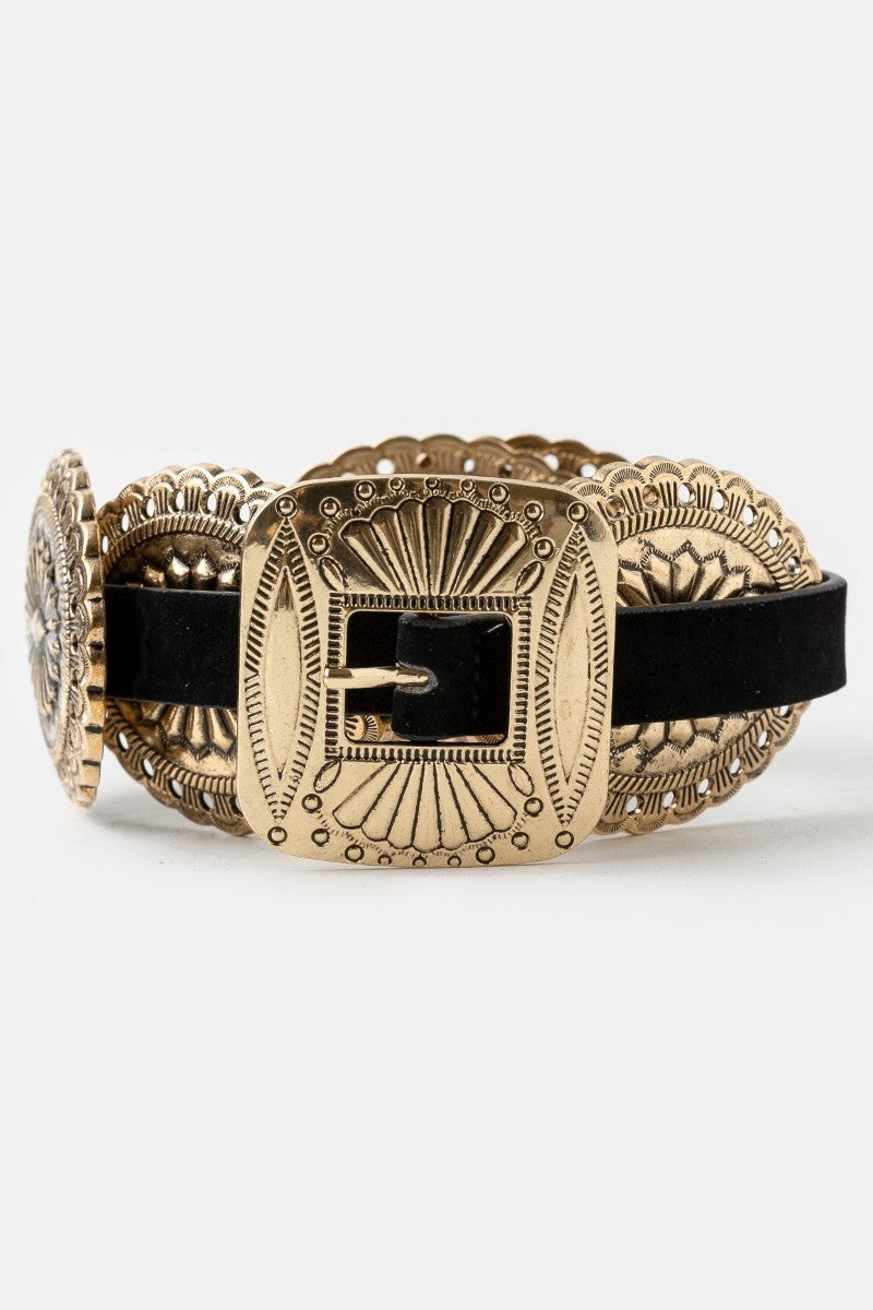 Western Concho Disc Decor Buckle Belt