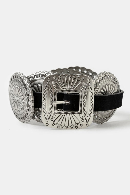 Western Concho Disc Decor Buckle Belt