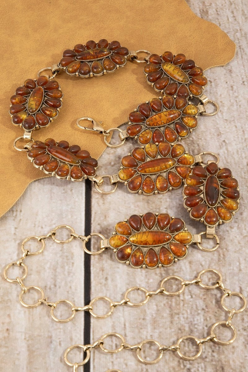Western Assorted Color Concho Chain Belt