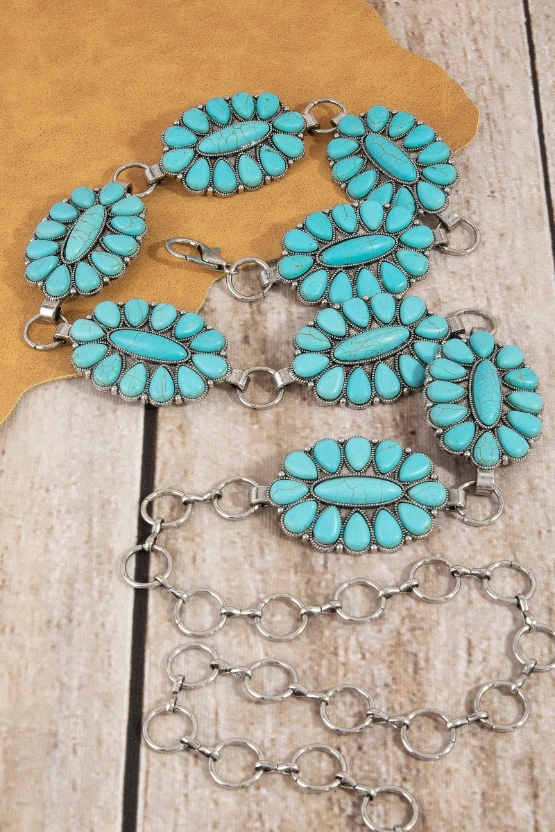 Western Assorted Color Concho Chain Belt