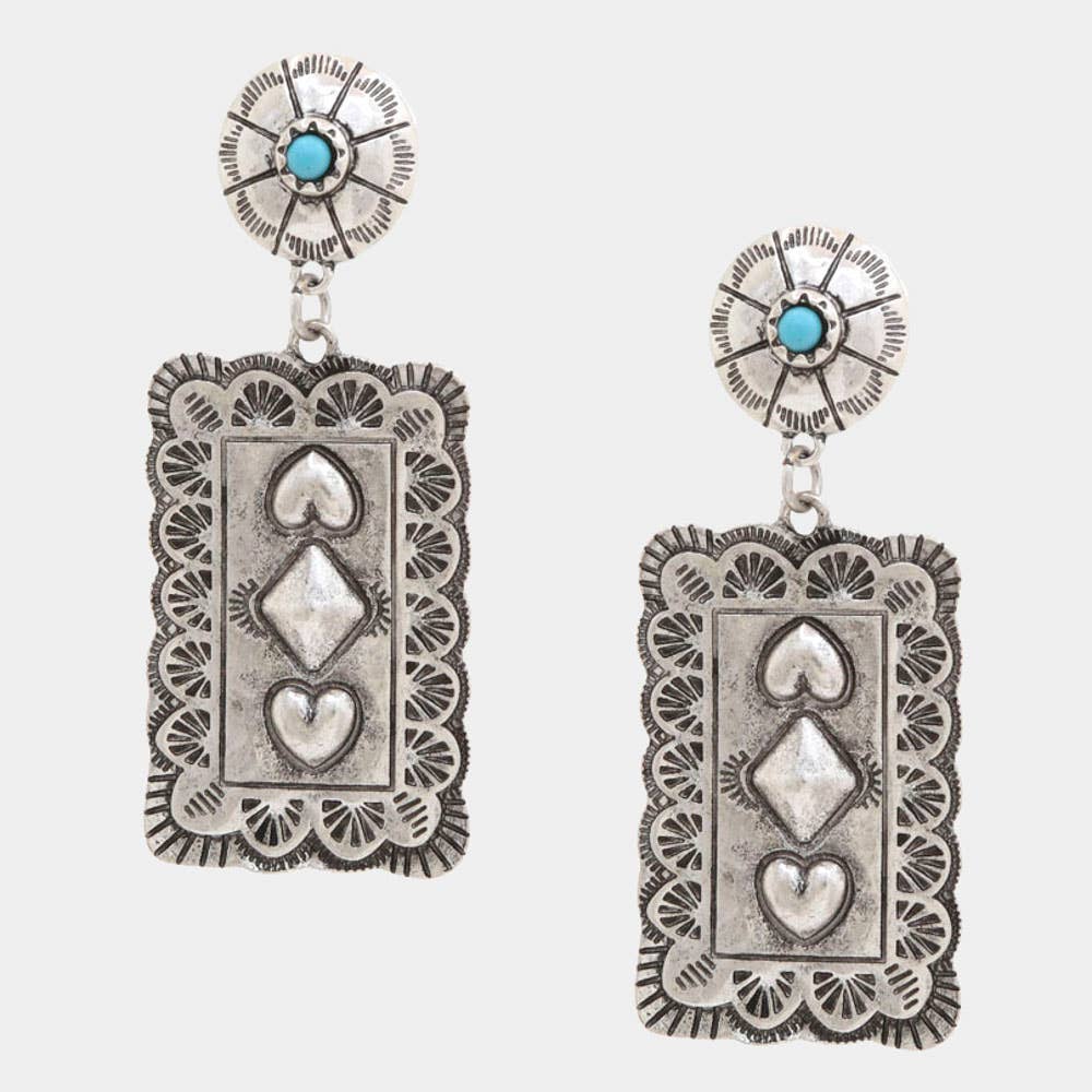 WESTERN STYLE SCALLOP EDGE RECTANGLE EARRING, SE 2424