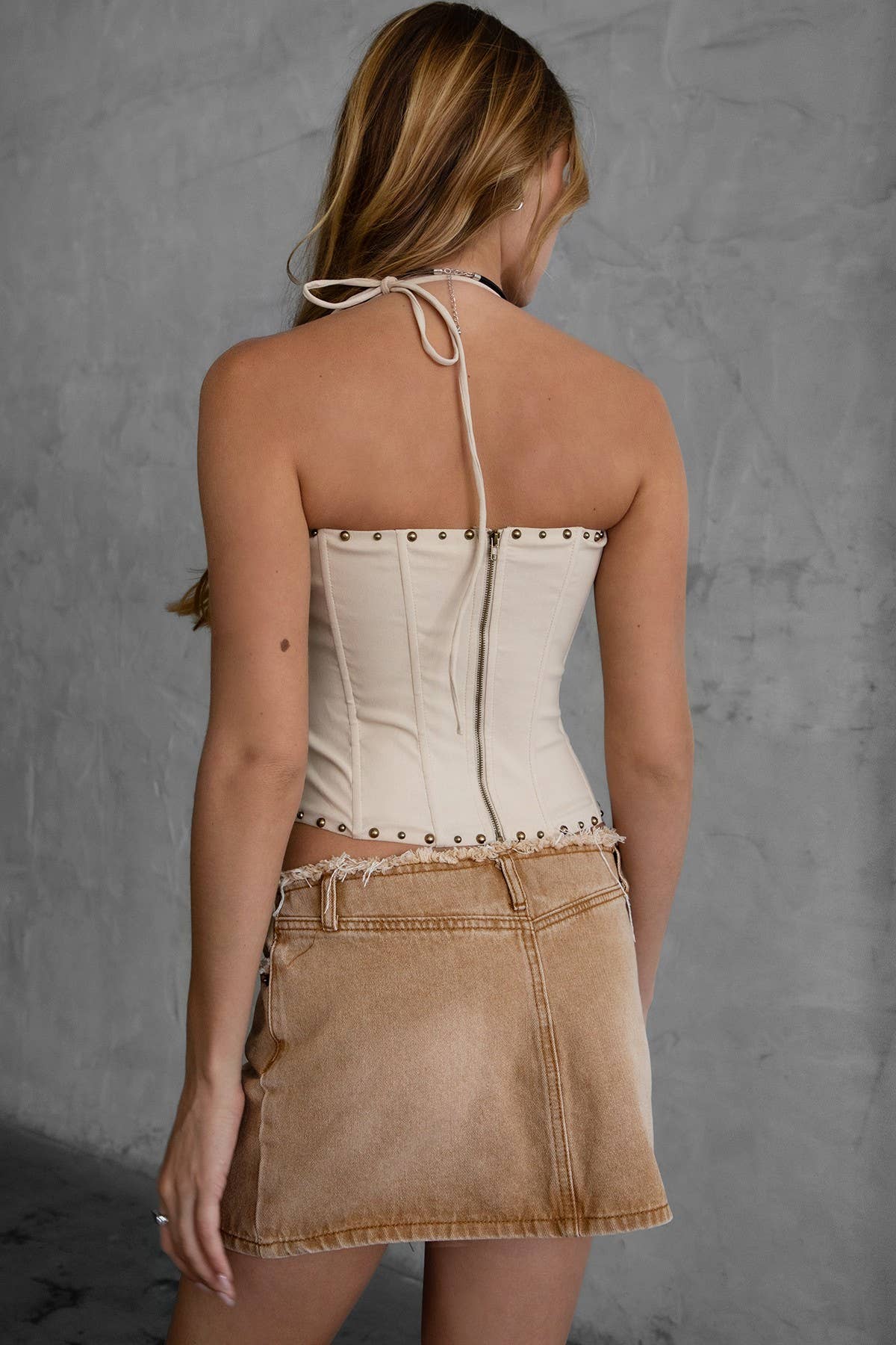 RAELYNN Embroidered Western Halter Bustier Corset Top