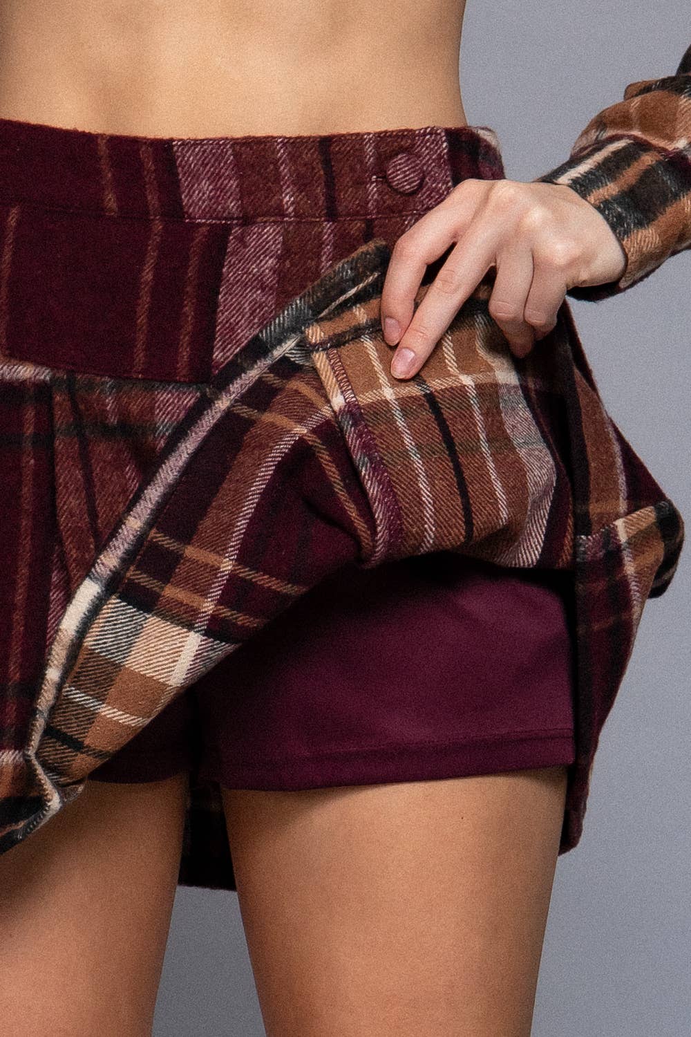 Pleats Detail Plaid Skirt