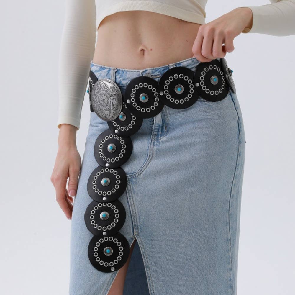 WESTERN CIRCLE BELT TURQUOISE EMBELLISHED, YB 8103