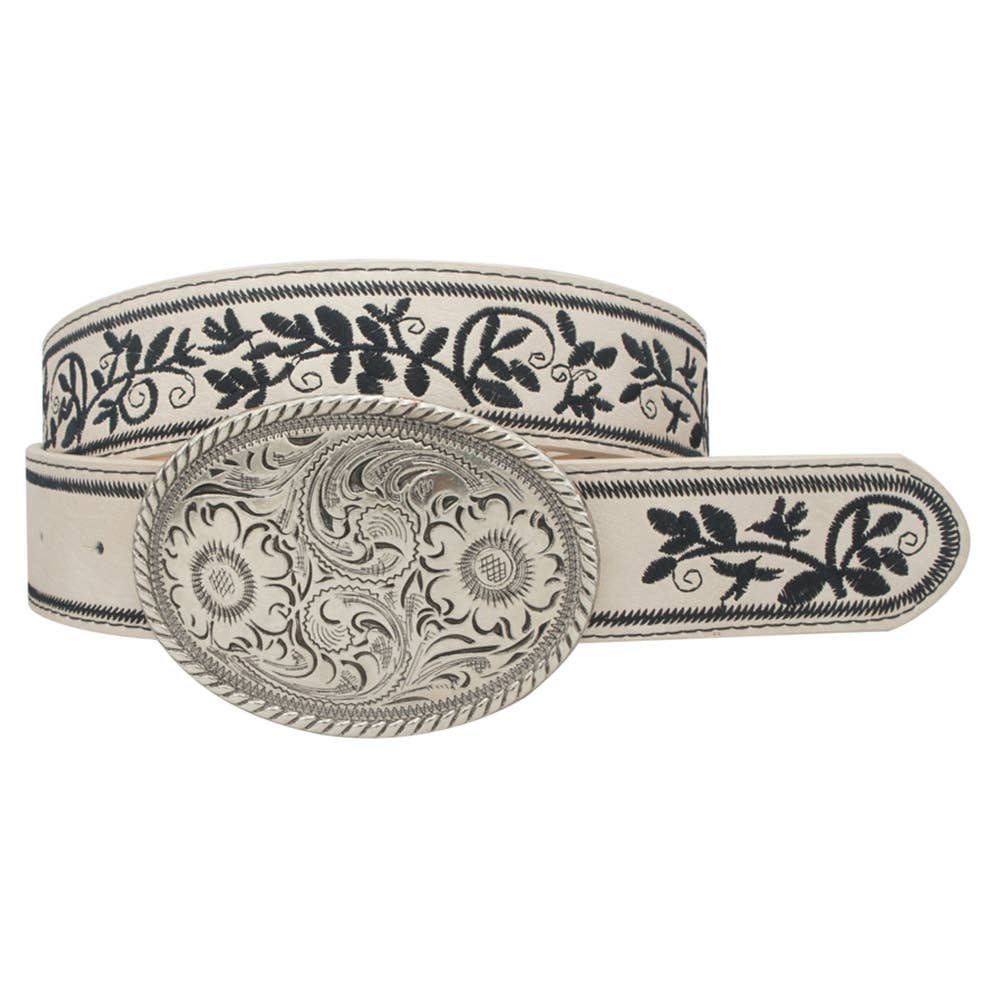 EMBROIDERED STRAP OVAL BUCKLE BELT, IW 36004ASL