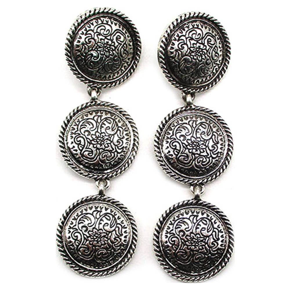 WESTERN ETCHED 3 DANGLE EARRING, SE 3106