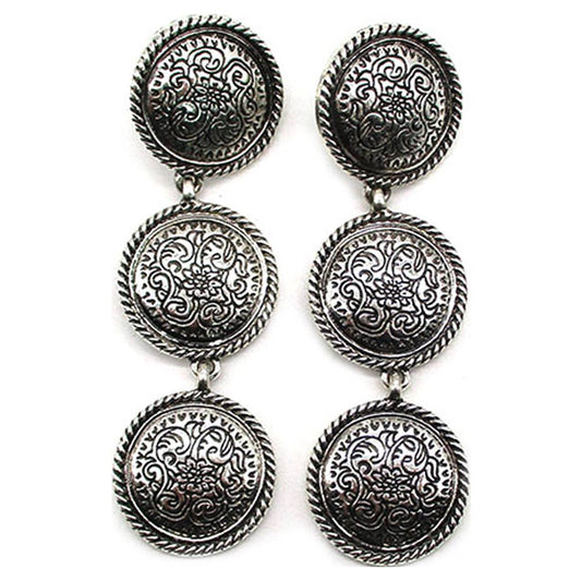 WESTERN ETCHED 3 DANGLE EARRING, SE 3106