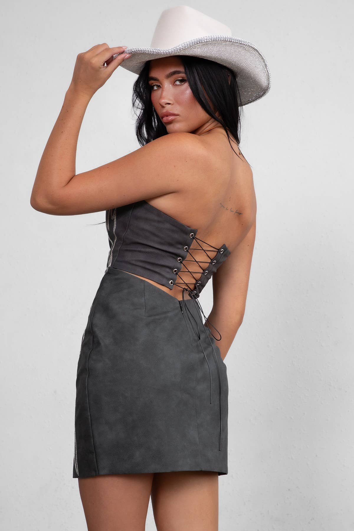 ARIZONA  Embroidered Western Strapless Bodycon Mini Dress