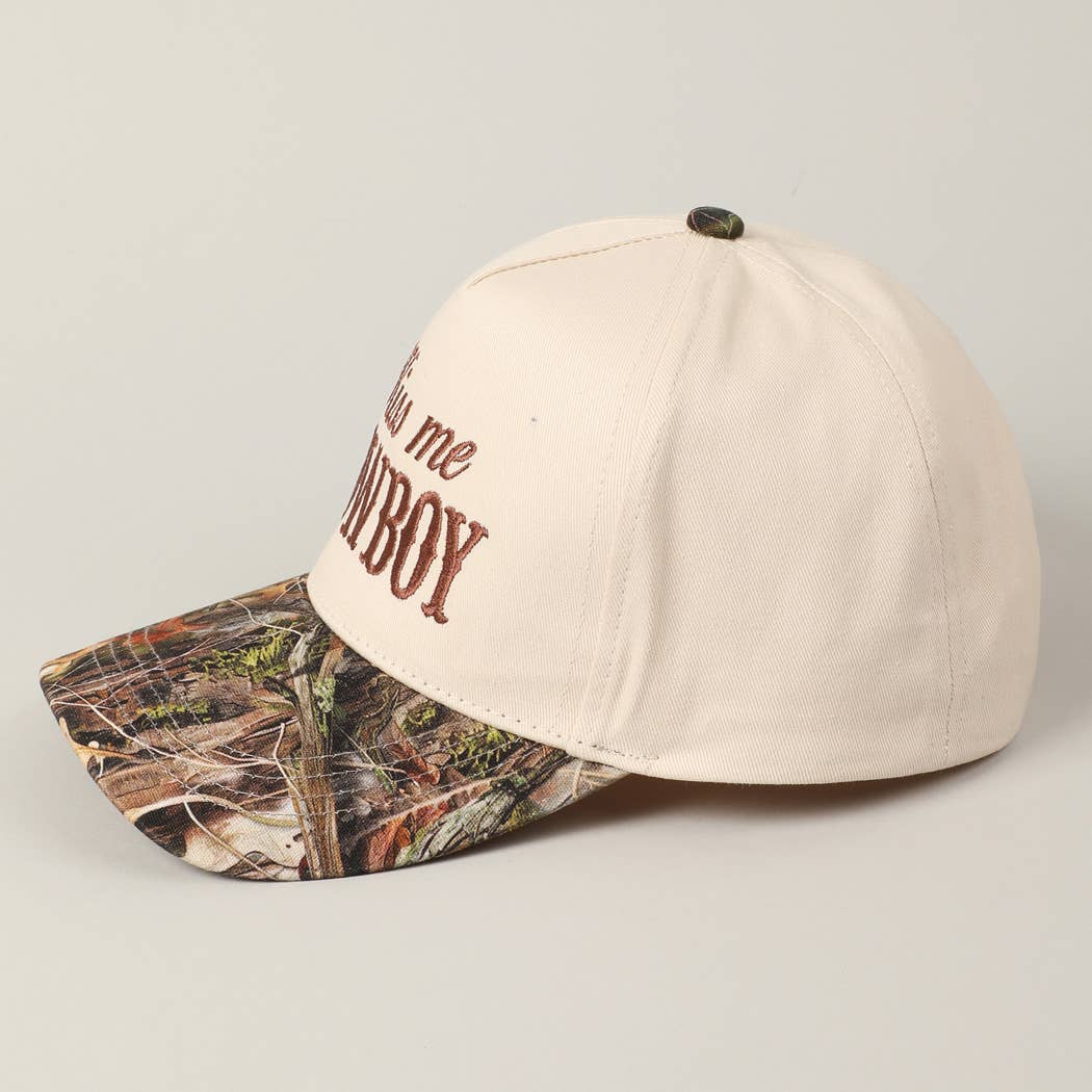 Kiss Me Cowboy Embroidery Two-Tone Cap
