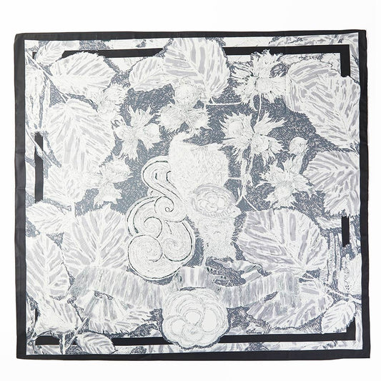 Abstract Flower Leaf Print Square Bandana Scarf