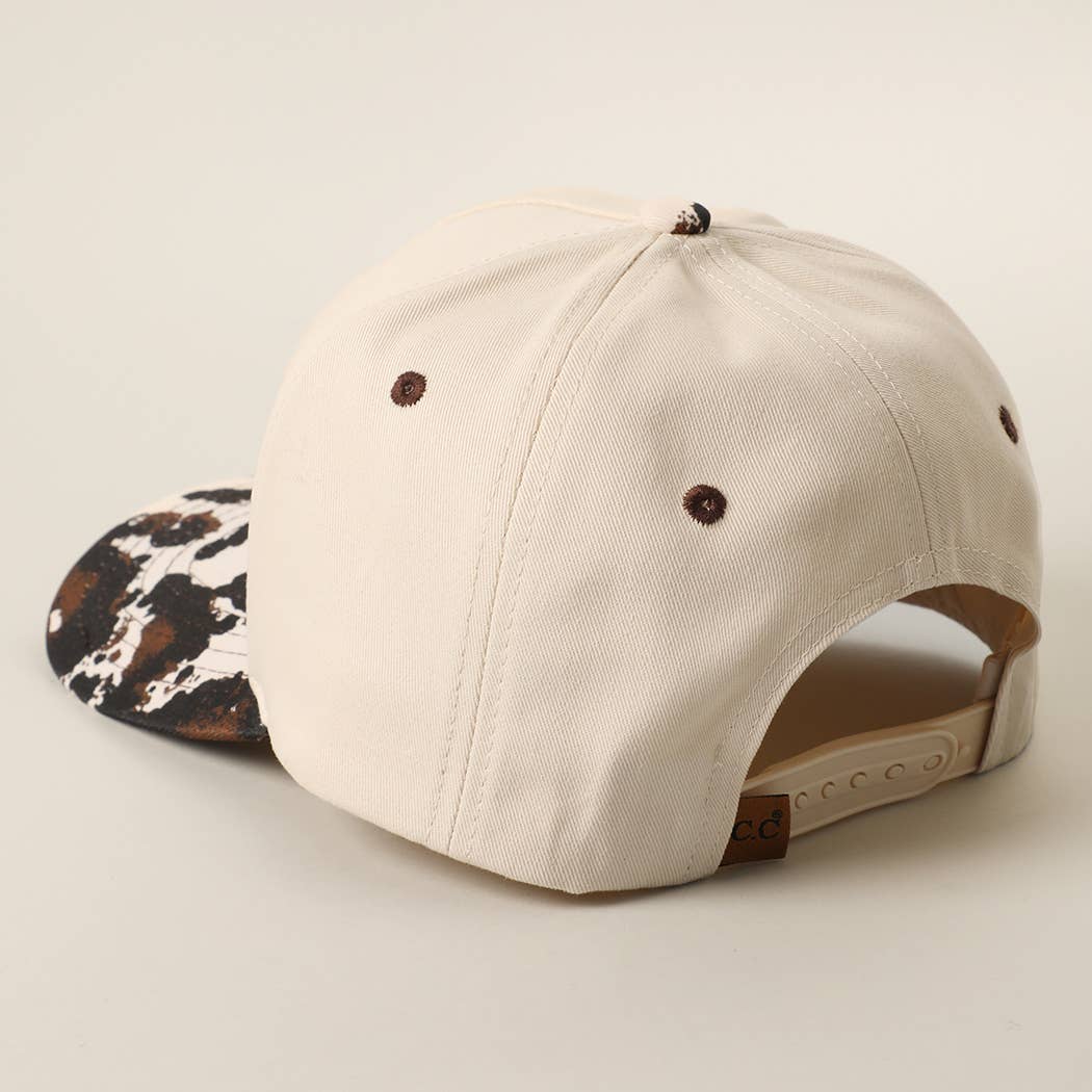 TROPHY WIFE 3D Embroidered Cow Print Brim Trucker Hat