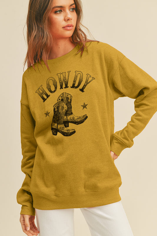 Howdy Cowboy Boots Graphic Sweatshirt
