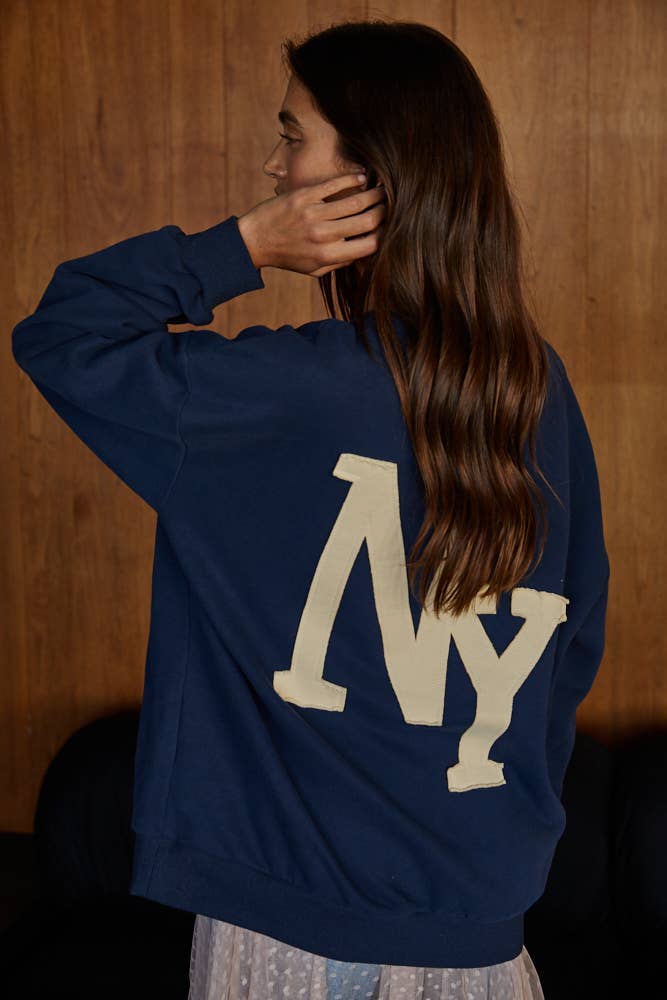 L8948 | Knit Cotton Pullover Top With Patch Work