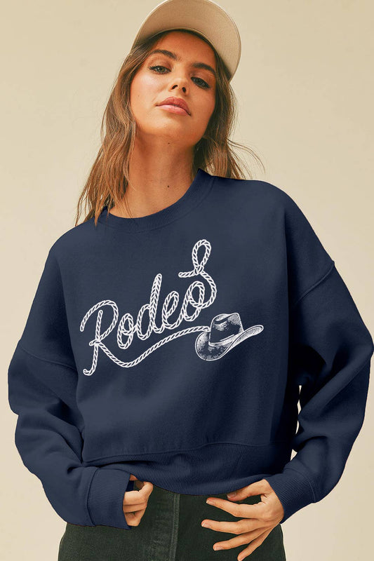 Rodeo Hat Short Cropped Long Sleeve Sweatshirt