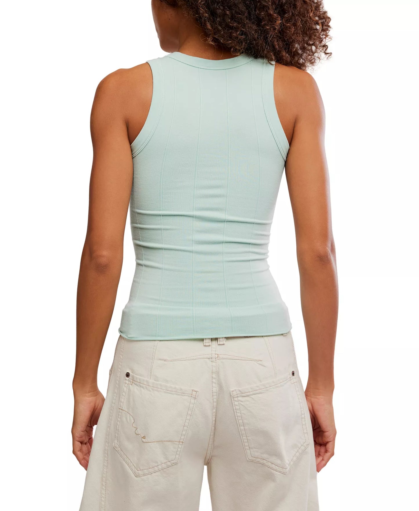 Free People Women's So Soft Seamless Crew Neck Tank Top/Cameo Green