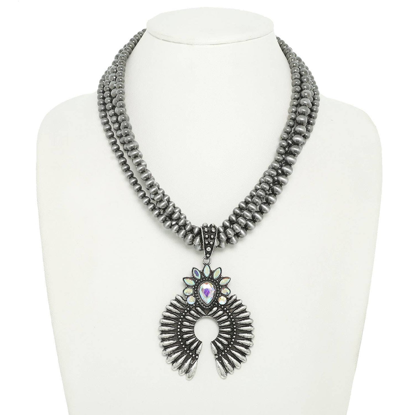 Western Multi-Layer Crystal Embellished Pendant Necklace