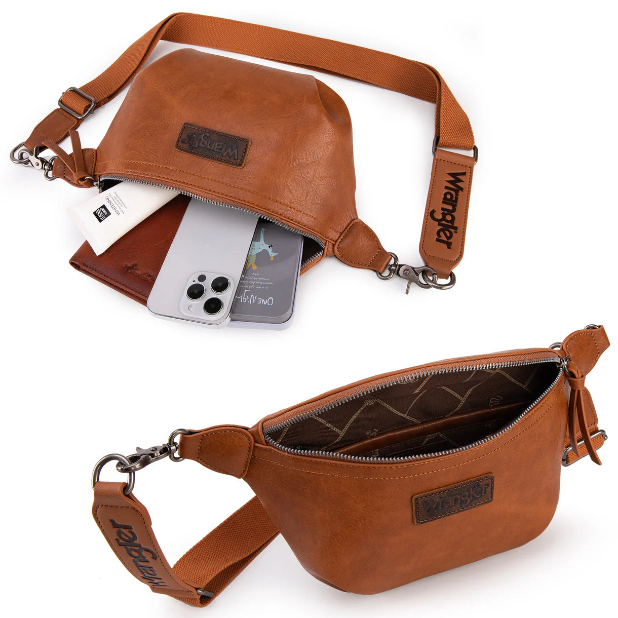 WG82-194 Wrangler Fanny Pack Belt Bag Sling Bag - Light Brown
