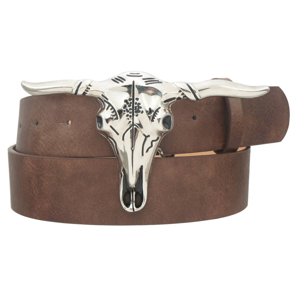 LUNA LONGHORN 3D BUCKLE BELT, IW 38088WSHASL