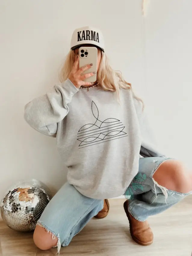 Boot Stitch Western Graphic Crewneck