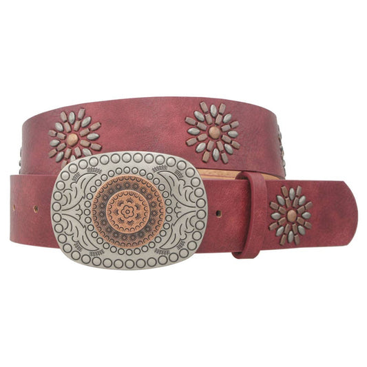 2 TONE BOHO BUCKLE   STUD STRAP BELT, IW 38069 2T