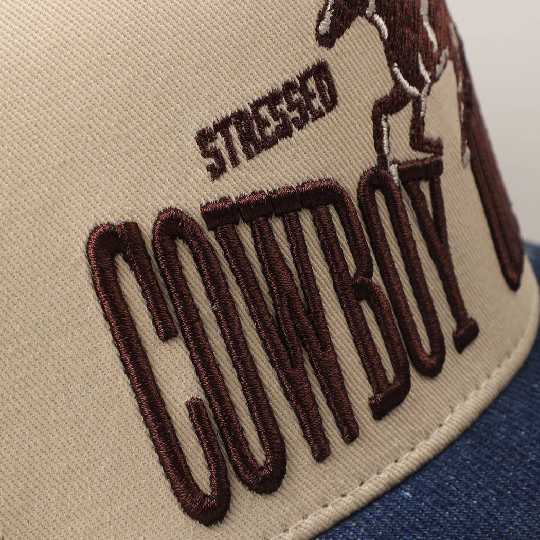 Cowboy Obsessed Letter Horse Embroidery Two-Tone Trucker Hat