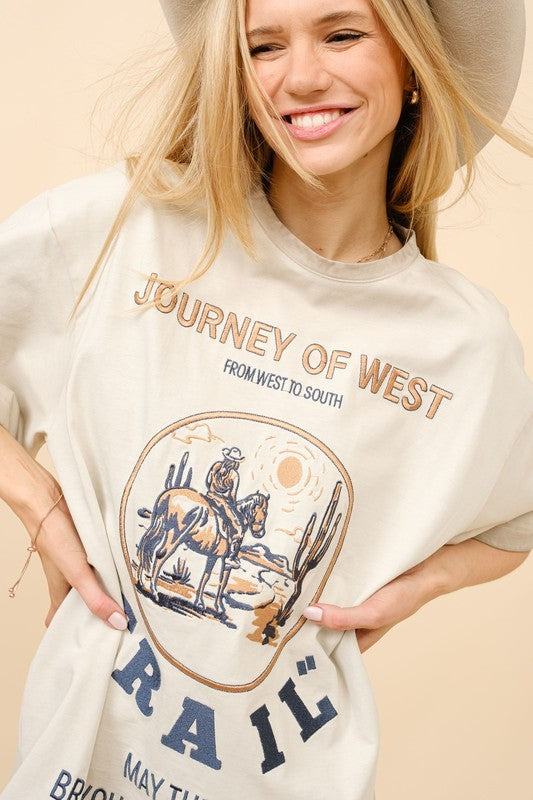 Western Graphic Wide Short Sleeve T Shirt Dress