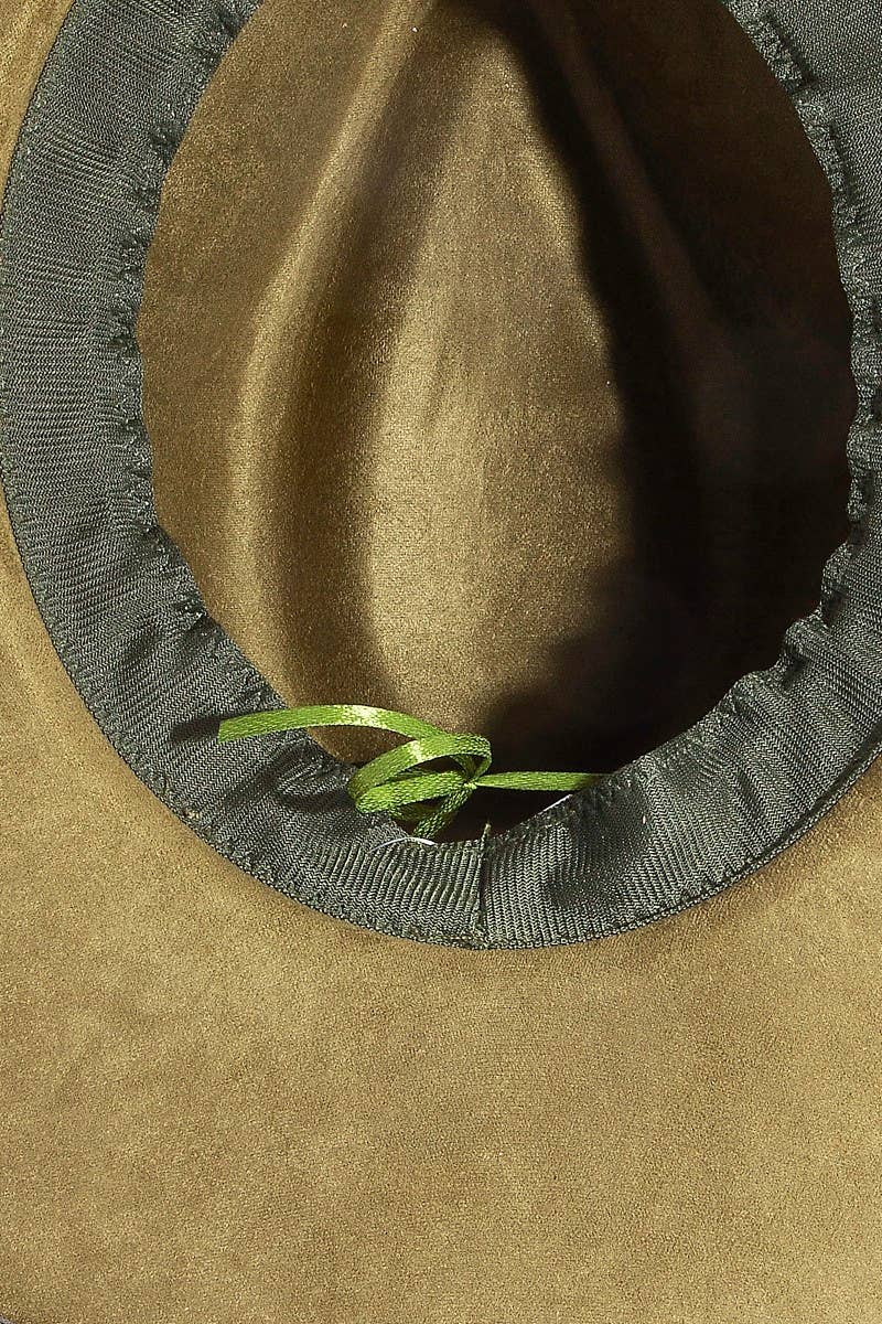 Double Grommet Strap Faux Suede Fedora Hat