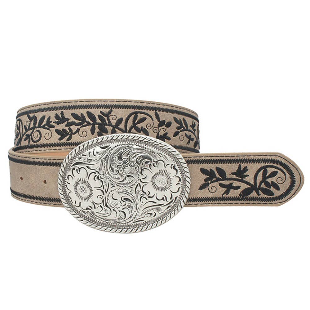 EMBROIDERED STRAP OVAL BUCKLE BELT, IW 36004ASL