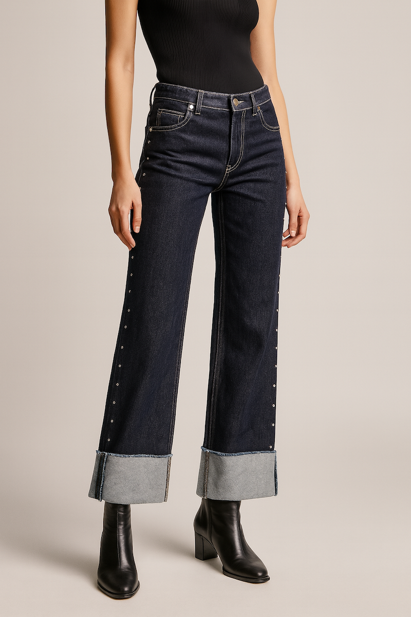 Gary Low Rise Studded Jean Rinse Wash