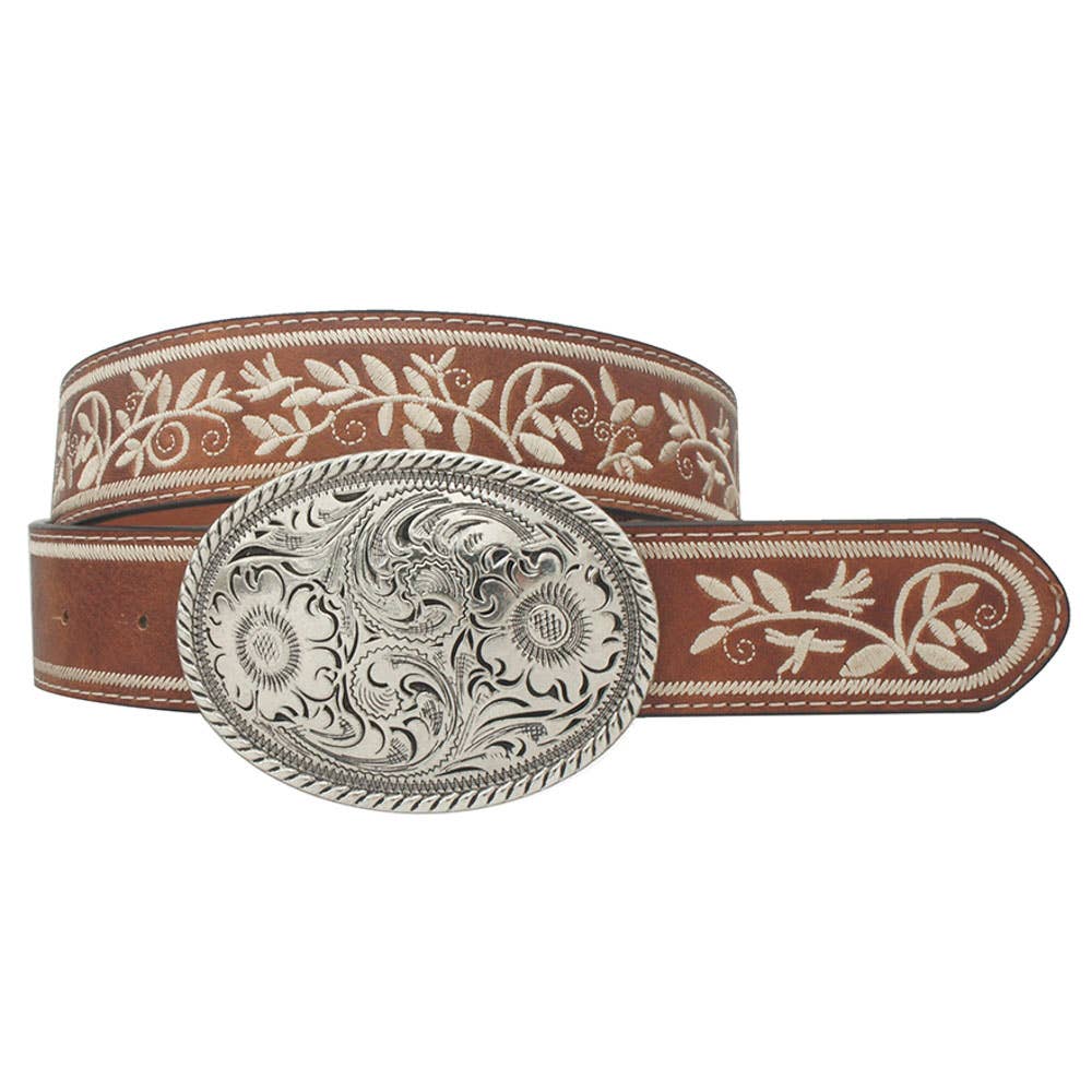 EMBROIDERED STRAP OVAL BUCKLE BELT, IW 36004ASL