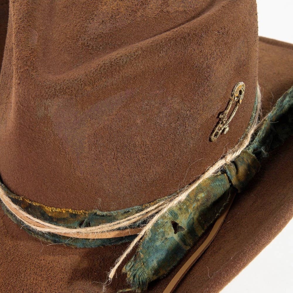 Vintage Safety Pin And Strap Western Cowboy Hat