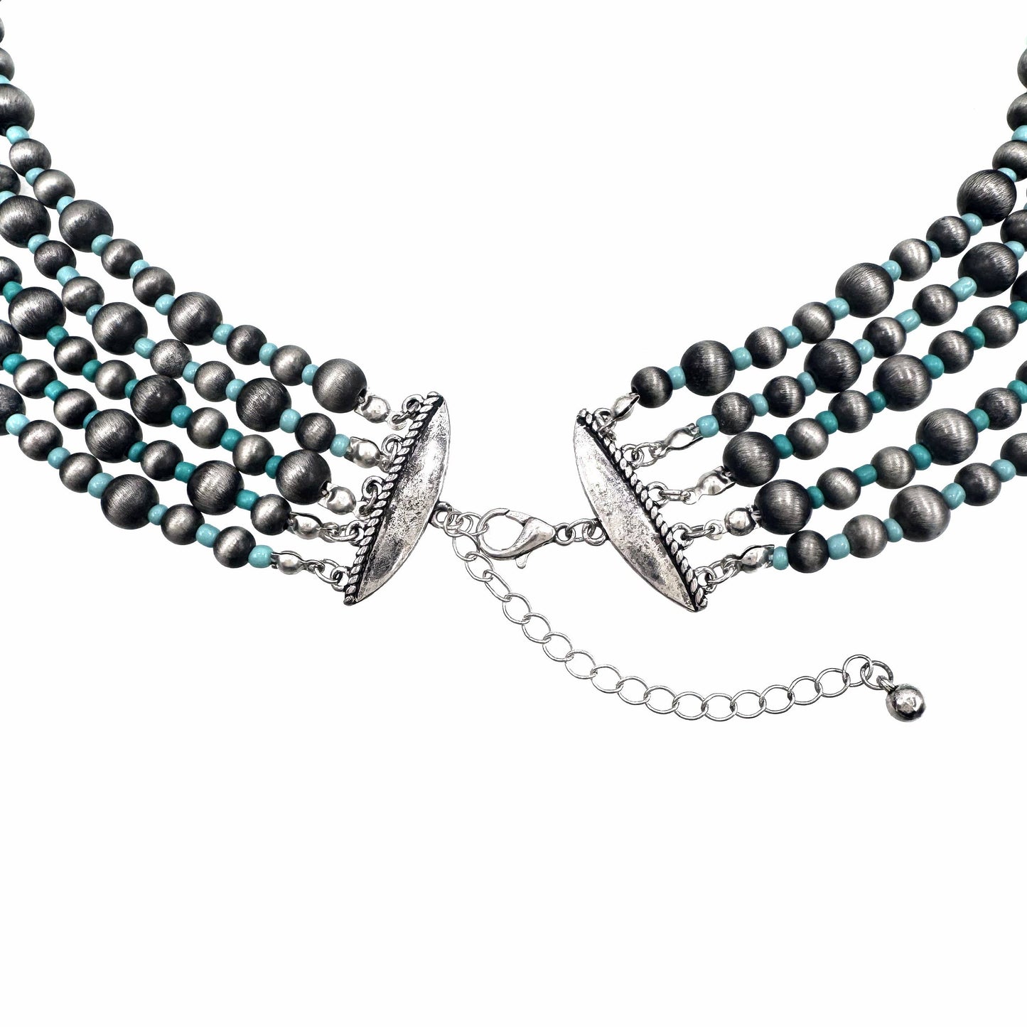 Layered Navajo Turquoise Beads Western Opera Necklace