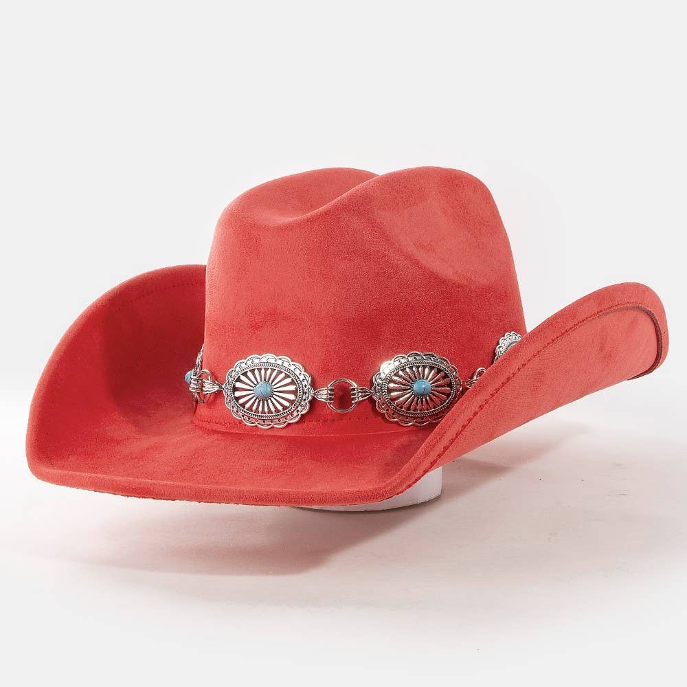 Turquoise Stud Concho Belt Western Cowboy Hat