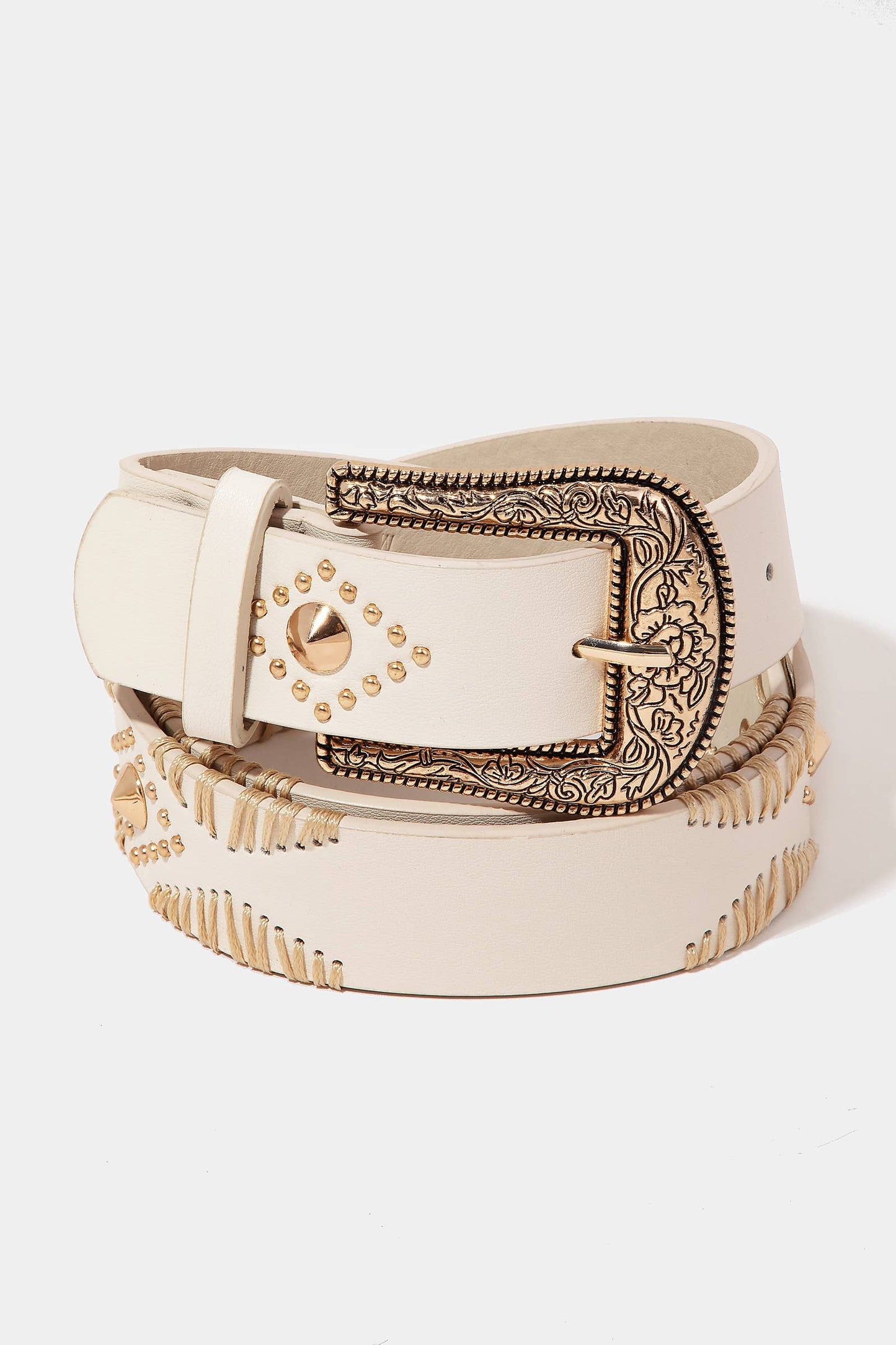 Western Floral Etched Buckle Belt