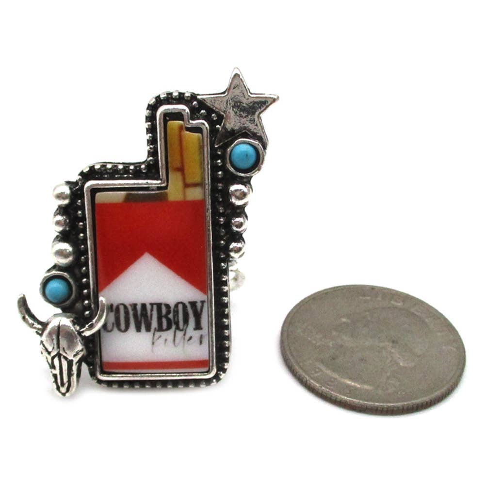 WESTERN COWBOY KILLER PORTRAIT CUFF  RING, SR 0698