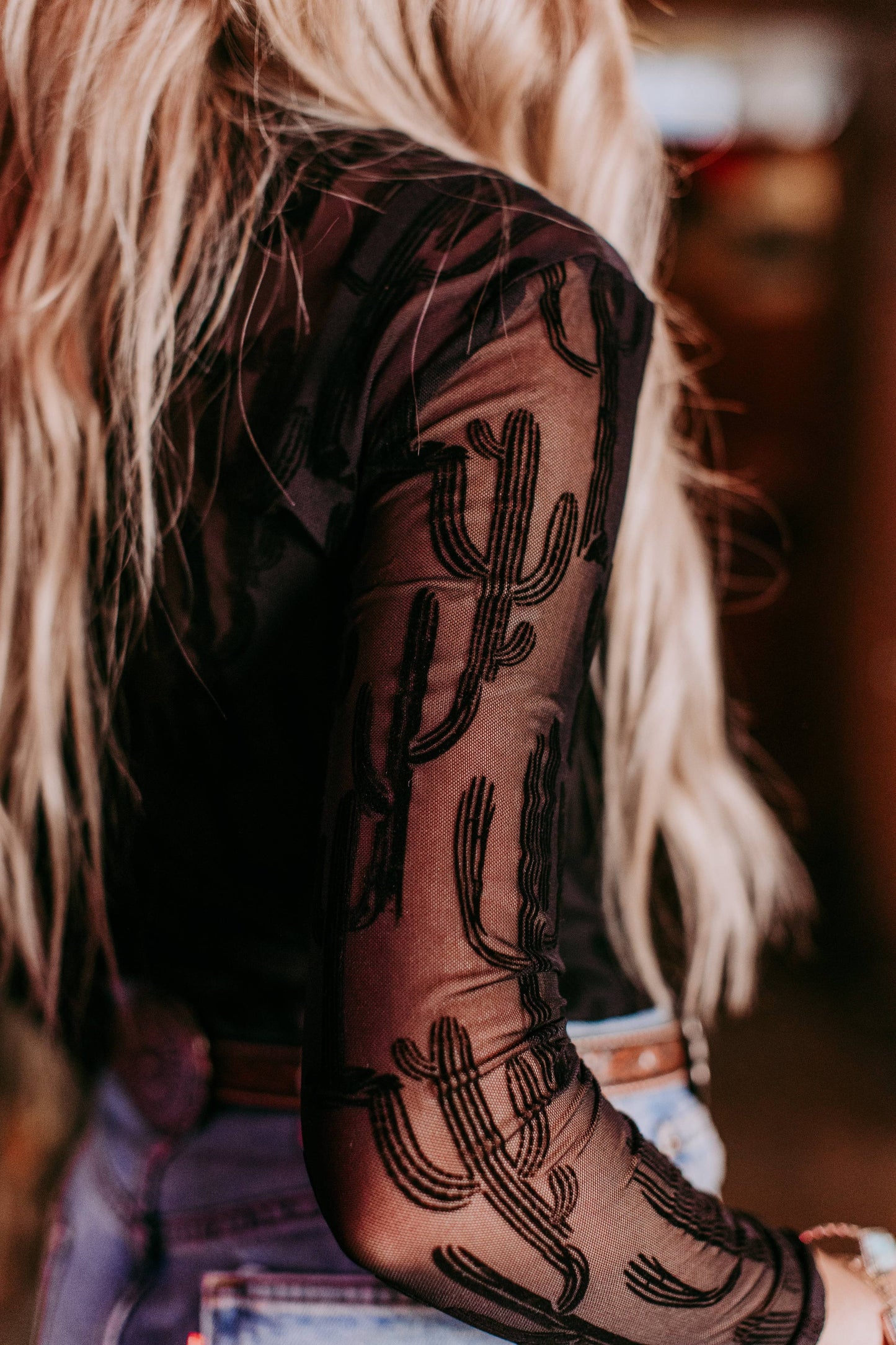 MK536 All About Cactus 3D Print Mesh Top Black