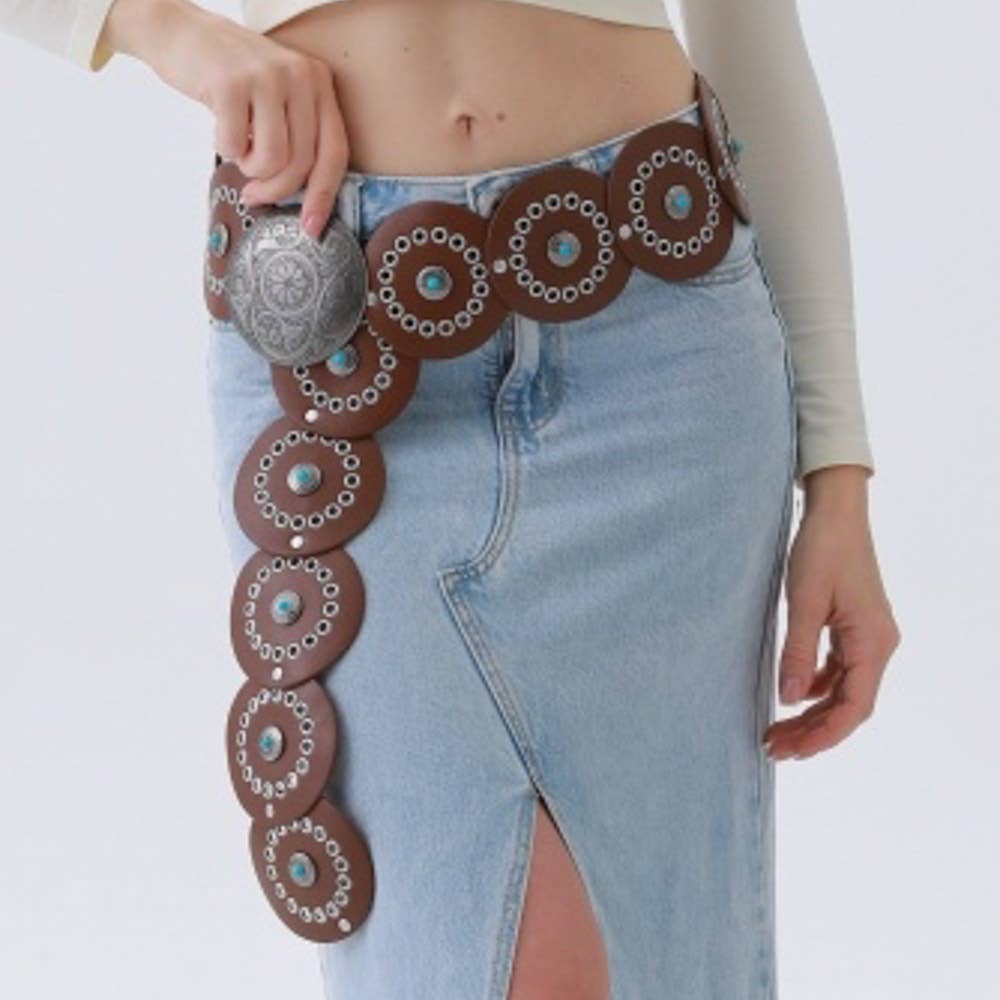 WESTERN CIRCLE BELT TURQUOISE EMBELLISHED, YB 8103