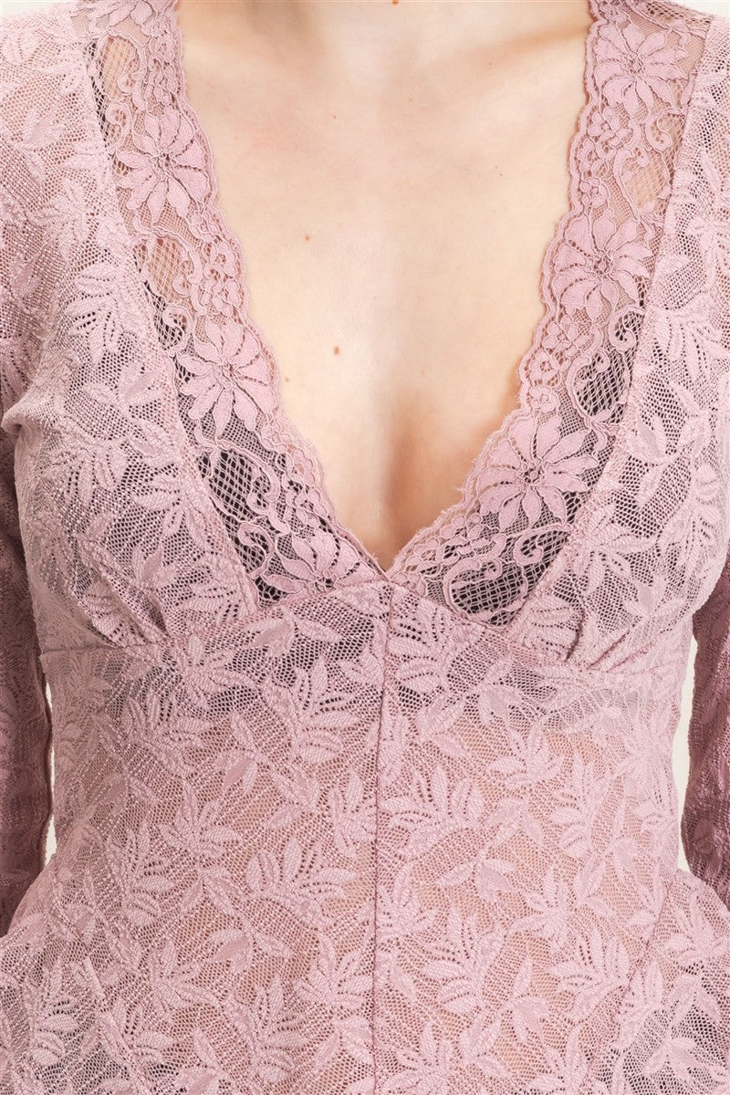 Lace V-neck Flare Sleeve Top