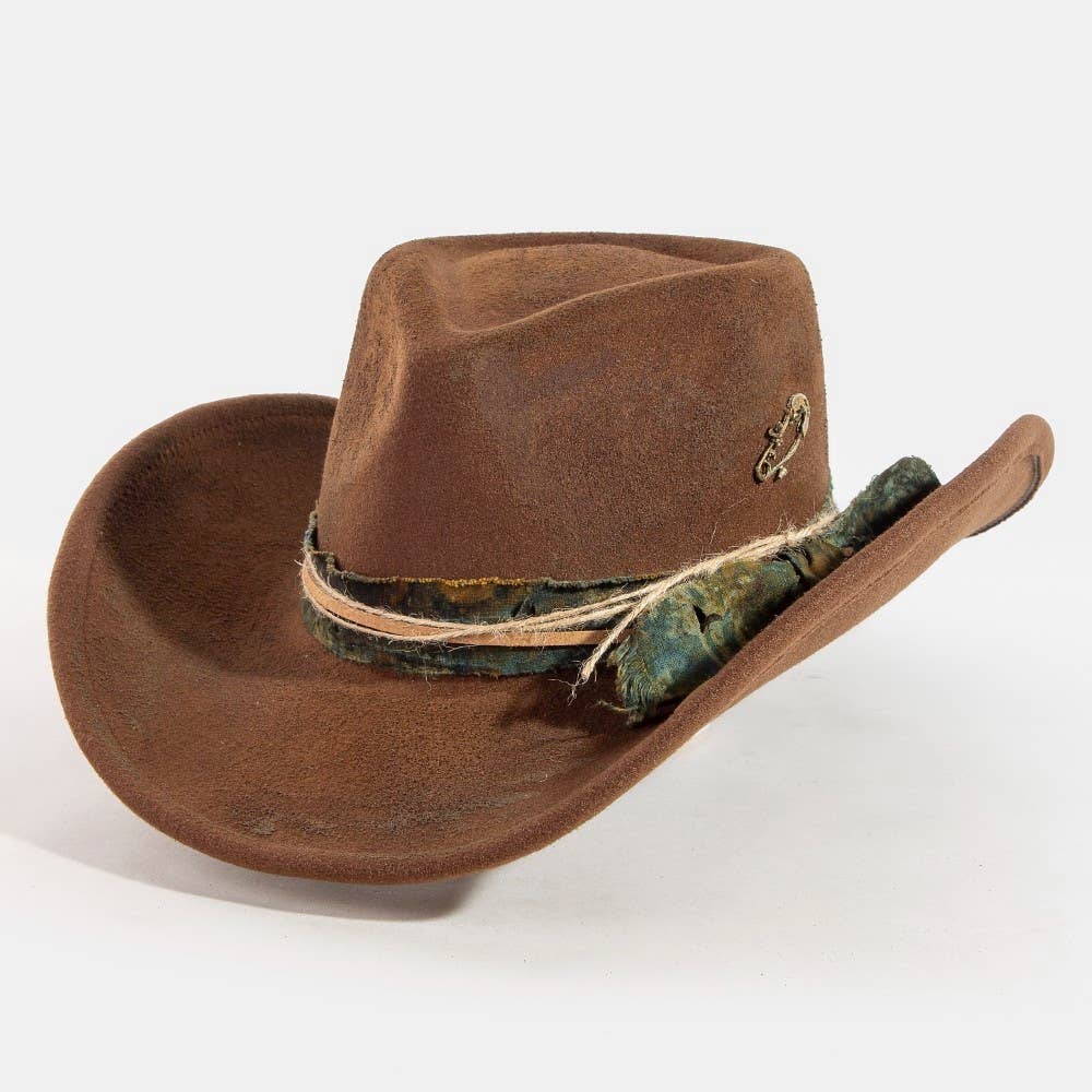 Vintage Safety Pin And Strap Western Cowboy Hat