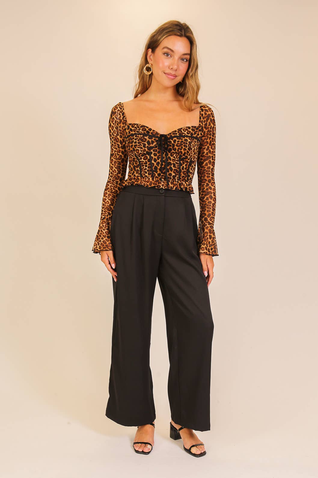 Leopard Print Lace-Trim Corset Top